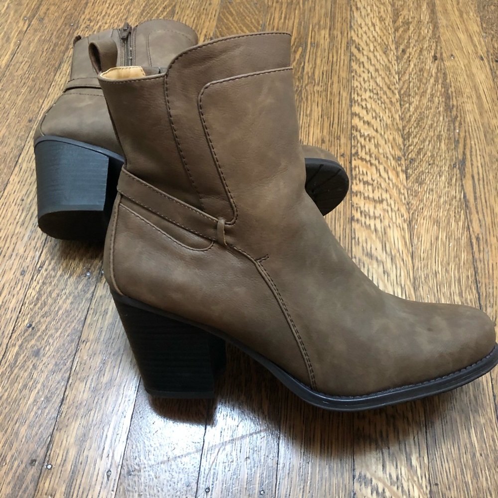 Tan Heeled Booties